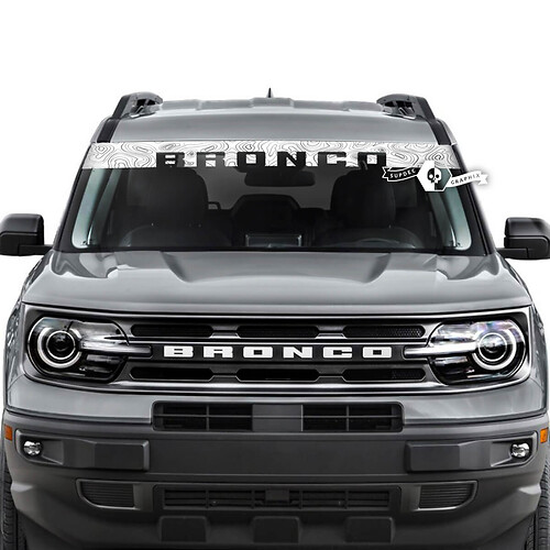 Ford Bronco ଉଇଣ୍ଡୋ ଉଇଣ୍ଡ୍‌ସ଼ିଲ୍ଡ ଫ୍ରଣ୍ଟ ଟୋପୋଗ୍ରାଫିକ୍ ମାପ୍ ଲୋଗୋ ଷ୍ଟ୍ରାଇପ୍ସ ଗ୍ରାଫିକ୍ସ ଷ୍ଟିକର୍‌ ଡିସାଲ୍‌ସ୍
