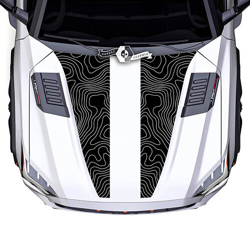 Toyota Sequoia Hood Topographic Map Double Split Vinyl Stickers Decal fit to Toyota Sequoia 