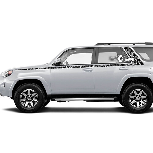 Body Stripes Lines Topographic Style Side Window Vinyl Sticker Decal fit to Toyota 4Runner 13-24 TRD Fifth gen 5