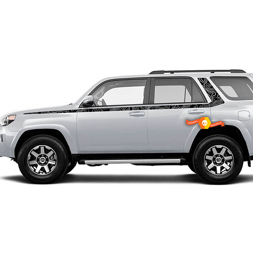Body Doors Stripes Lines Topographic Style Side Window Vinyl Sticker Decal fit to Toyota 4Runner 13-24 TRD Fifth generation
