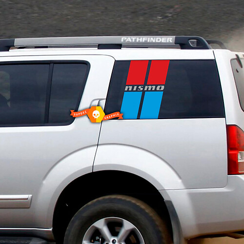 Pair NISMO Nissan Vintage Racing Stripes Window Off Road Vinyl Sticker Decal Compatible with Nissan Pathfinder R51