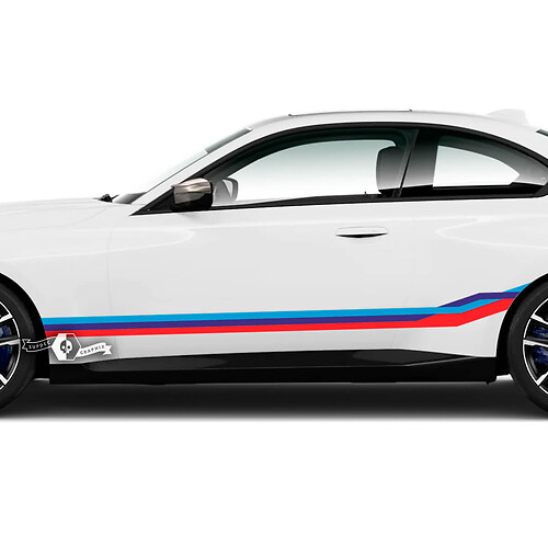 Pair BMW M2 M240 G42 F22 F87 M Performance Rocker Panel Side Stripes Doors Stripe M Vinyl Decal Sticker M Colors