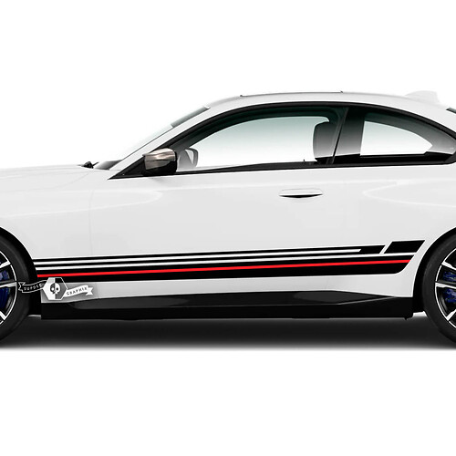 Pair BMW M2 M240 G42 F22 F87 M Performance Rocker Panel Side Stripes Line Doors Stripe M Vinyl Decal Sticker 2 Colors
