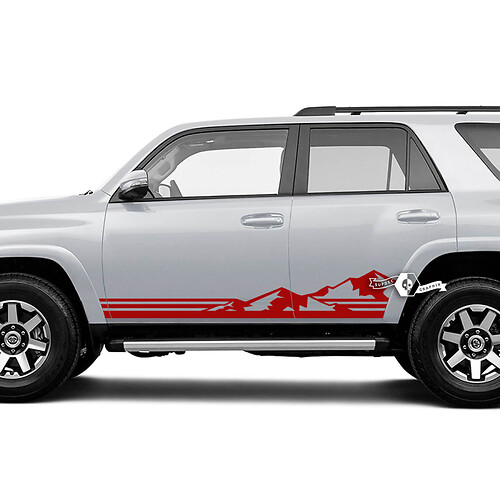 Pair 4Runner Side Door Vinyl Mountains Rocker Panel Lines Stripe Vinyl Decals Stickers for Toyota 4Runner TRD 