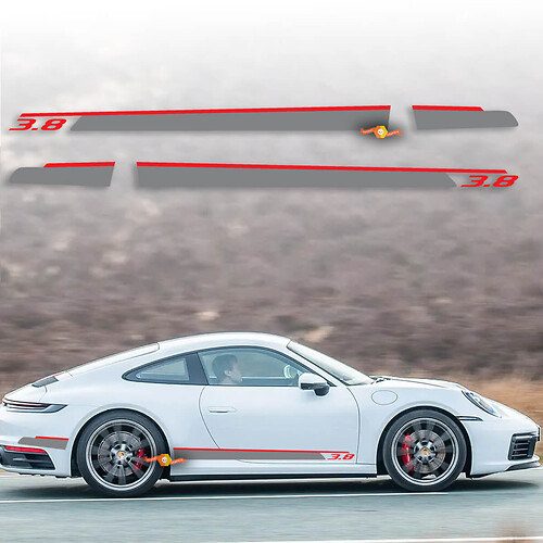 Porsche 911 3.8 Carrera S Turbo Side Stripes Kit Decal Sticker

