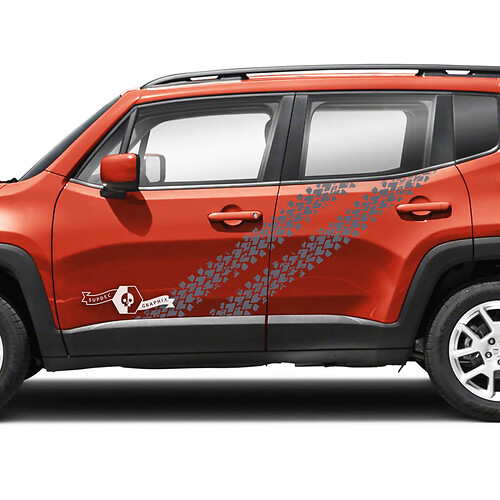 Pair Jeep Renegade Side Doors Tire Track Graphic Vinyl Decals Sticker