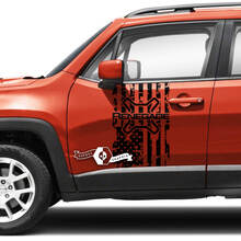 Pair Jeep Renegade Side Doors Flag USA Destroyed Graphic Vinyl Decals Sticker 2