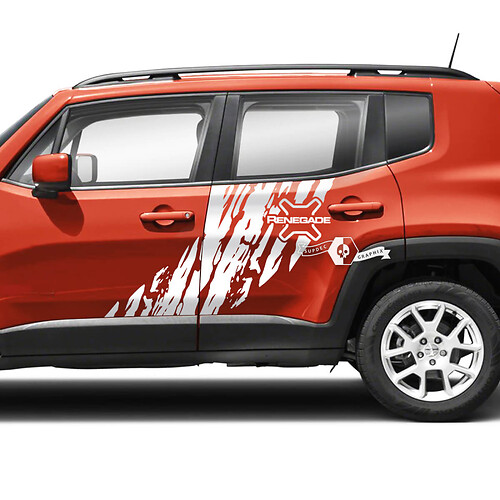 Pair Jeep Renegade Side Doors Mud Splash Destroyed Graphic Vinyl Decals Sticker