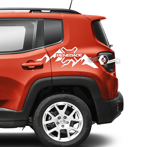 Pair Jeep Renegade Side Fender Mountains Logo Graphic Vinyl Decals Sticker