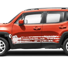 Pair Jeep Renegade Side Rocker Panel Flag USA Destroyed Graphic Vinyl Decals Sticker 2