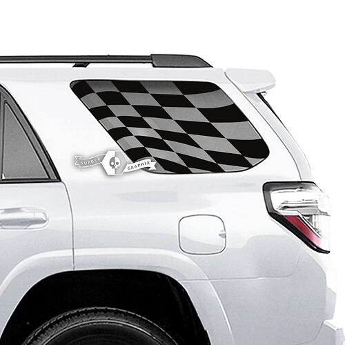 Pair of 4Runner Checkerboard Flag Window Side Vinyl Decals Stickers for Toyota 4Runner 