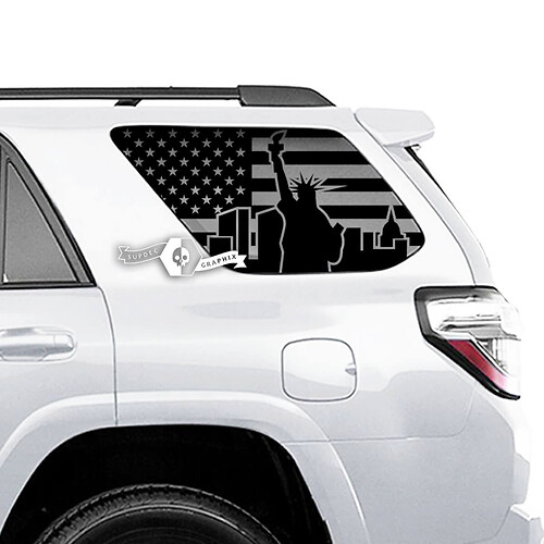 Pair of 4Runner USA Flag Window Statue of Liberty Side Vinyl Decals Stickers for Toyota 4Runner 