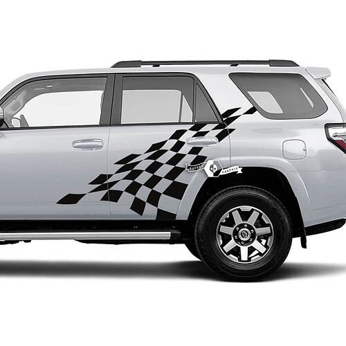 Pair of 4Runner Checkerboard Flag Doors Fender Side Vinyl Decals Stickers for Toyota 4Runner 