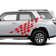 Pair of 4Runner Checkerboard Flag Doors Fender Side Vinyl Decals Stickers for Toyota 4Runner  2