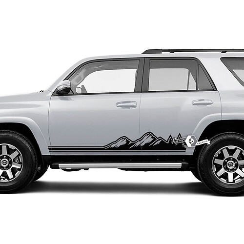 Pair 4Runner Side Door Vinyl Mountains Forest Rocker Panel Lines Stripe Vinyl Decals Stickers for Toyota 4Runner TRD 