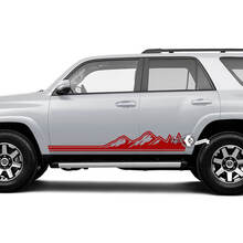 Pair 4Runner Side Door Vinyl Mountains Forest Rocker Panel Lines Stripe Vinyl Decals Stickers for Toyota 4Runner TRD  2