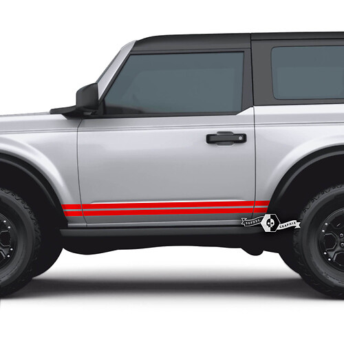 Pair of 2 Doors Ford Bronco Side Decals Thin Dual Stripes Stickers for Ford Bronco