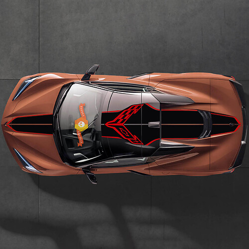 Hood Roof Rear Chevrolet C8 Corvette Stingray Z06 C8R Rally Racing Logo Vinyl Stripes Decals 2 Colors