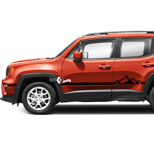 Pair Jeep Renegade Doors Mountain Side Stripe Trim Graphic Vinyl Decal Sticker 
