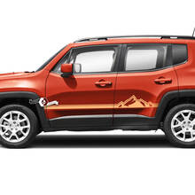 Pair Jeep Renegade Doors Mountain Side Stripe Trim Graphic Vinyl Decal Sticker  3