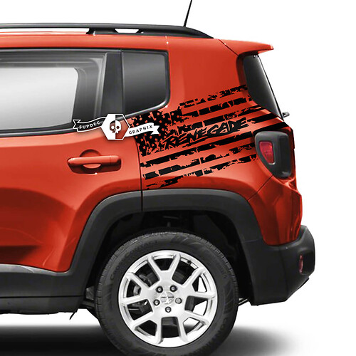 Pair Jeep Renegade Rear Fender USA Flag Destroyed Graphic Vinyl Decal Sticker Mono Gradient
