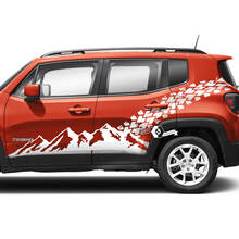 Pair Jeep Renegade Doors Mountain Side Stripe Rear Fender Tire Track Trim Graphic Vinyl Decal Sticker 2