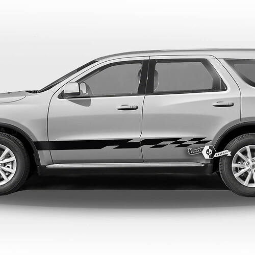 Pair Dodge Durango Side Doors Rocker Panel Trim Checkerboard Flag Stripes Decal Vinyl Stickers