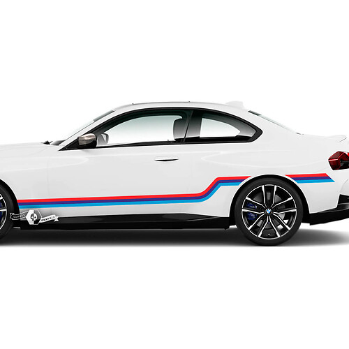 Pair BMW M2 M240 G42 F22 F87 M Performance Stripes Doors Side Fender Stripe M Vinyl Decal Sticker M Colors