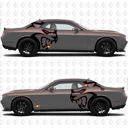 Two Colors Side Decals Stickers For Dodge Challenger Hellcat Red Eye Redeye or Charger