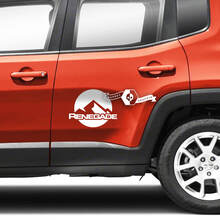 Pair Jeep Renegade Doors Side Mountains Graphic Logo Vinyl Decal Sticker Stripe 2
