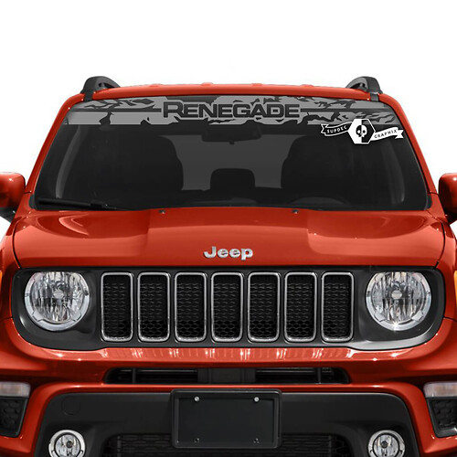 Jeep Renegade Windshield Window Graphic Logo Battered Destroyed Vinyl Decal Sticker