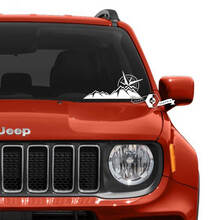 Windshield Window Jeep Renegade Graphic Mountains Compass Vinyl Decal Sticker 2