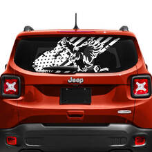 Jeep Renegade Tailgate Window USA Flag Battered Destroyed Vinyl Decal Sticker 2