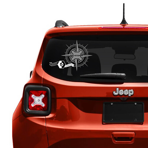 Jeep Renegade Tailgate Window Logo Compass Vinyl Decal Sticker