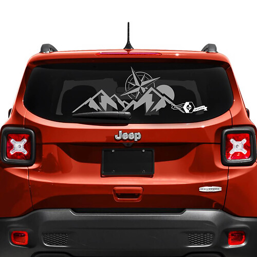 Jeep Renegade Tailgate Window Mountain Compass Logo Vinyl Decal Sticker