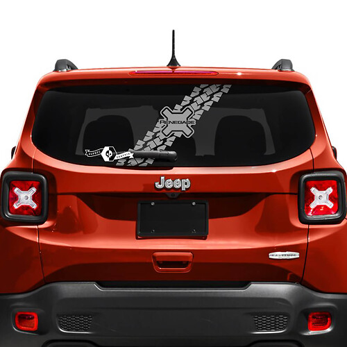Jeep Renegade Tailgate Window Logo Tire Track Vinyl Decal Sticker