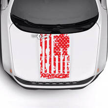 Jeep Renegade Trailhawk Sport USA Flag Battered Destroyed Hood Logo Stripe Vinyl Decal Sticker  3