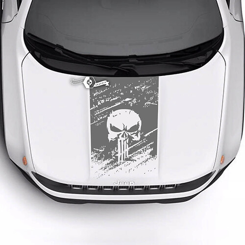 Jeep Renegade Trailhawk Sport Skull Destroyed Battered  Hood Logo Stripe Vinyl Decal Sticker 