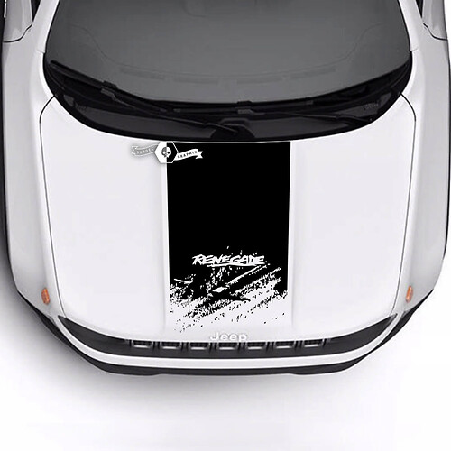 Jeep Renegade Trailhawk Sport Destroyed Battered  Hood Logo Stripe Vinyl Decal Sticker 