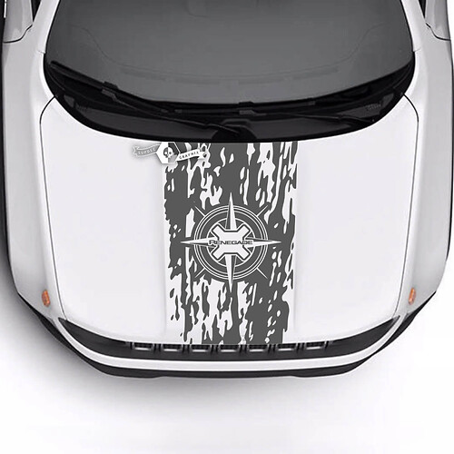 Jeep Renegade Trailhawk Sport USA Flag Compass Battered Destroyed Hood Logo Stripe Vinyl Decal Sticker 