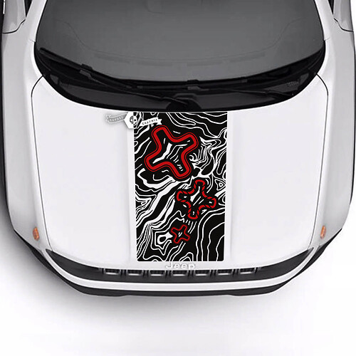 Jeep Renegade Trailhawk Sport Topographic Map Logo Hood Stripe Vinyl Decal Sticker 2 Colors