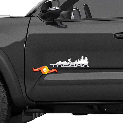 2 Toyota Tacoma ជួរខាងចុង Bigfoot Mountain ត្រូវគ្នានៅ TRD Pro Sport SR5 Vinyl Stickers Decal Kit
