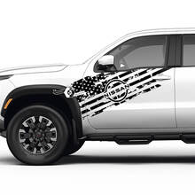 2 Nissan Doors USA Flag Distressed Decal Side Nissan Frontier Stripe Vinyl Stickers Kit 2