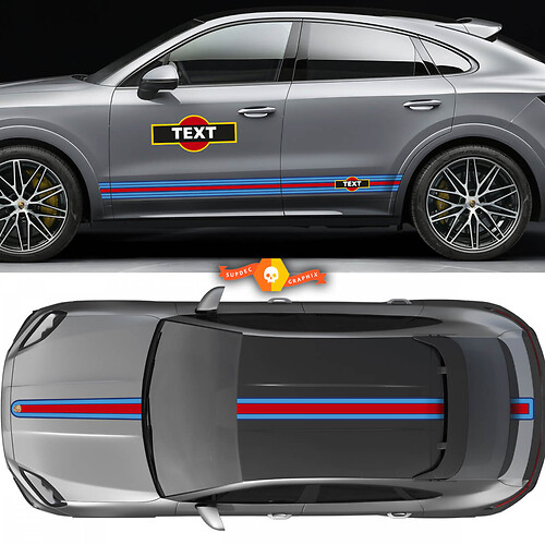 Porsche Martini style Racing Stripes Doors Hood Roof Trunk Door For Porsche Cayenne 