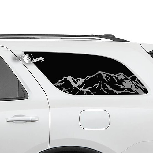 Pair Dodge Durango Side Doors Rear Window Mountains Decal Vinyl Stickers