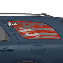 Pair Dodge Durango Side Rear Window USA Flag Destroyed Direct Decal Vinyl Stickers 2