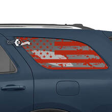 Pair Dodge Durango Side Rear Window USA Flag Destroyed Wrap Decal Vinyl Stickers 2