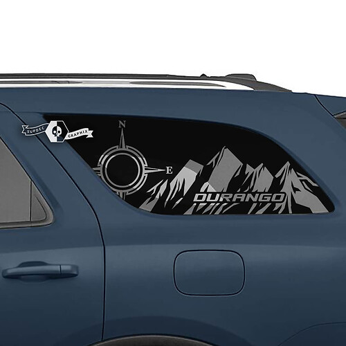 2x Dodge Durango Side Rear Window Mountains Compass Decal Vinyl Stickers