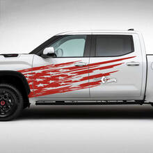 Pair Toyota Tundra Front Fender USA Flag Destroyed Grange Stripes Vinyl Stickers Decal
 3