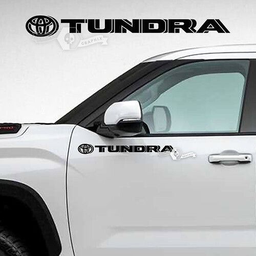 Pair Toyota Tundra Doors Logo Side Stripes Vinyl Stickers Decal